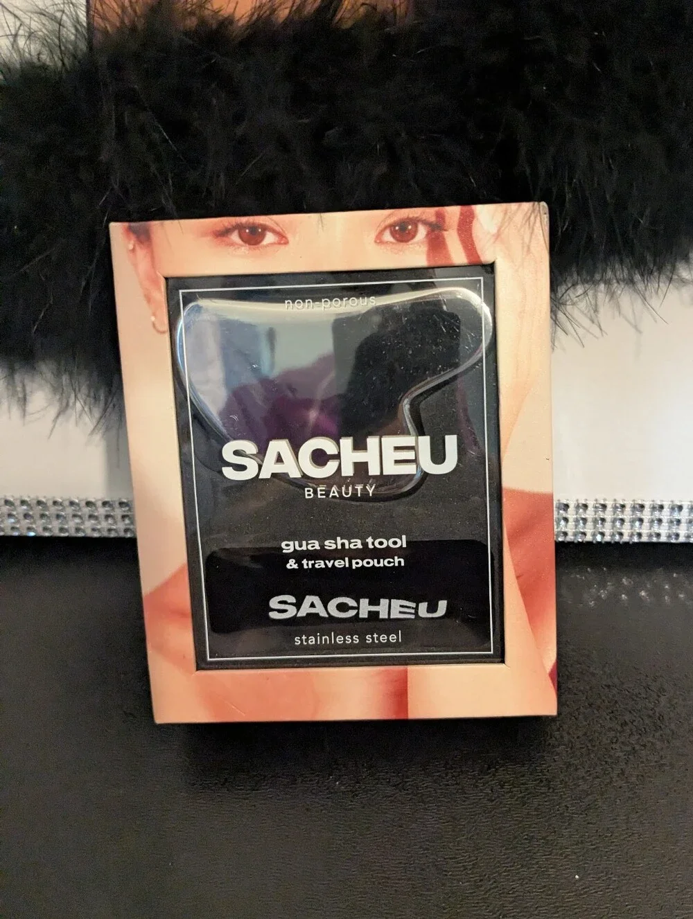 Sacheu Stainless Steel Facial Skincare Roller & Gua Sha Tool w/Storage Pouches
